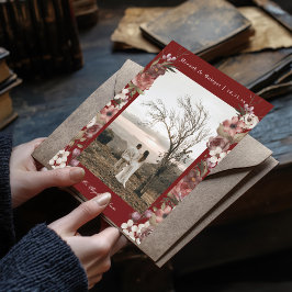 Invitación Dark Moody Floral Otoño Foto Guardar la fecha