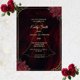 Invitación Dark Moody Gothic Red Roses Elegant Bridal Shower