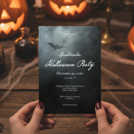 Invitación Dark Moody Midnight Bat & Fog Halloween Party