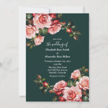Dark moody pink and red roses green wedding