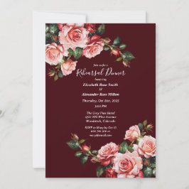Invitación Dark moody pink and red roses Rehearsal Dinner