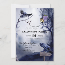 Invitación Dark Moody Raven Noche Fiesta de Halloween
