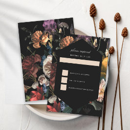 Invitación Dark Moody Romantic Floral Holandés Painterly RSVP