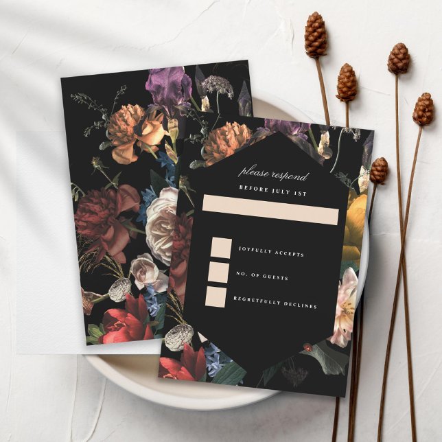 Invitación Dark Moody Romantic Floral Holandés Painterly RSVP (Subido por el creador)