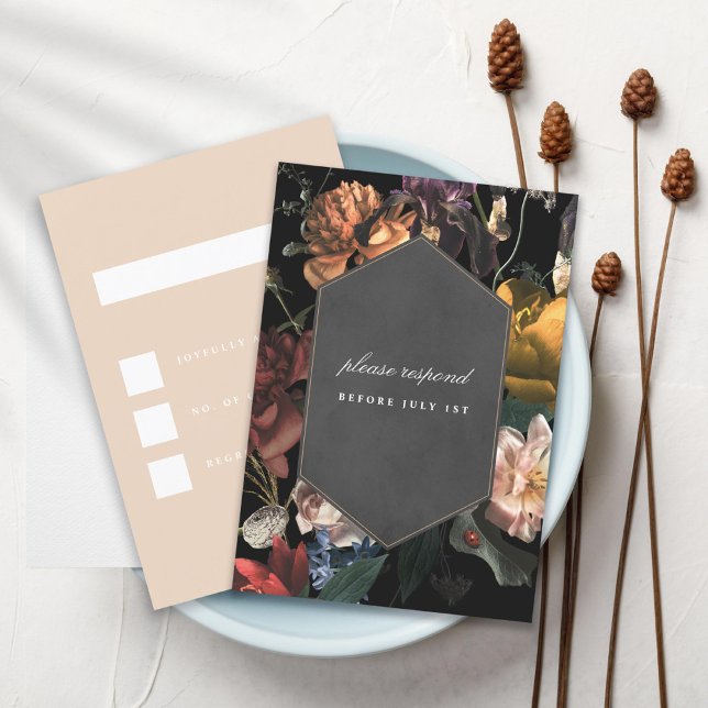 Invitación Dark Moody Romantic Floral Holandés Painterly RSVP (Subido por el creador)