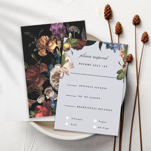 Invitación Dark Moody Romantic Floral Holandés Painterly RSVP (Subido por el creador)
