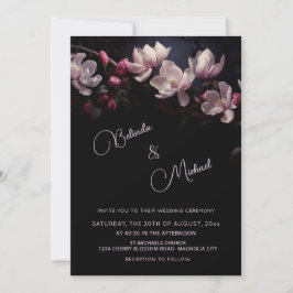 Invitación Dark  Moody Romantic Magnolia Flowers