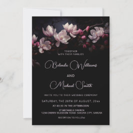 Invitación Dark  Moody Romantic Magnolia Flowers