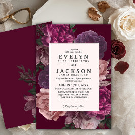 Invitación Dark Moody Watercolor otoño floral Boda de inviern