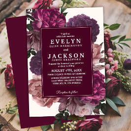 Invitación Dark Moody Watercolor otoño floral Boda de inviern