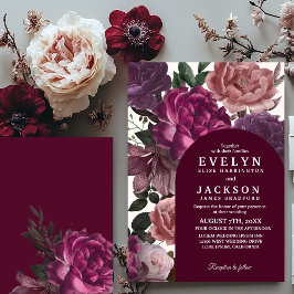 Invitación Dark Moody Watercolor otoño floral Boda de inviern