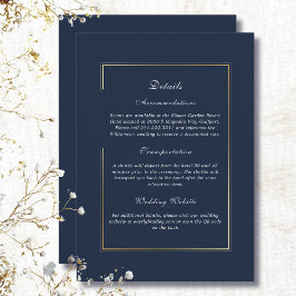 Invitación Dark Navy Blue Gold Frame Detail Enclosure