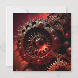 Invitación Dark Orange Steampunk Mandelbrot Fractal