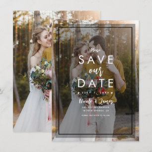 Invitación Dark Photo Tint Overlay 3 Modern Save the Date