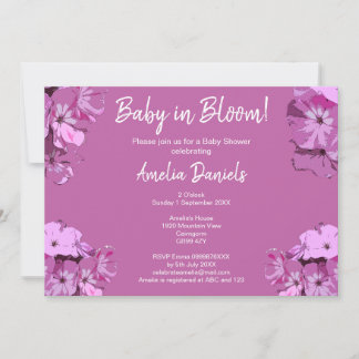 Invitación Dark Pink Floral Baby Shower Invitation