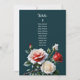 Invitación Dark Pretty pink white red rose seating chart card