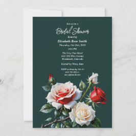 Invitación Dark Pretty pink white red roses bridal shower