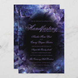 Invitación Dark Purple Boho Witch Crystals Black Handfasting