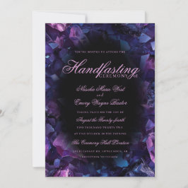 Invitación Dark Purple Boho Witch Crystals Black Handfasting
