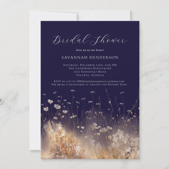 Invitación Dark Purple Bridal Shower Invitation (Anverso)
