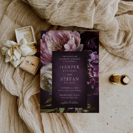 Invitación Dark Purple Fine Art Floral Elegant Wedding