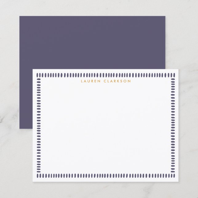 Invitación Dark Purple Hand Painted Striped Frame Note Card (Anverso / Reverso)