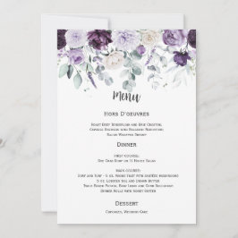 Invitación Dark Purple, Lavender, White Wedding Menu