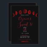 Invitación Dark Red Black Moon Phases Gótica Boda Sweet 16<br><div class="desc">Personalizar para cualquier evento</div>