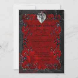 Invitación Dark red Gothic Halloween wedding Invitation