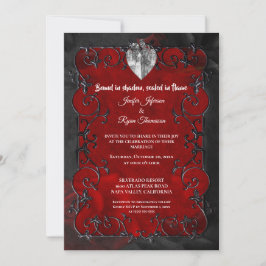 Invitación Dark red Gothic Halloween wedding Invitation