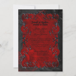 Invitación Dark red Gothic Halloween wedding Invitation
