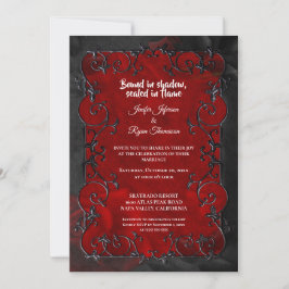 Invitación Dark red Gothic Halloween wedding Invitation