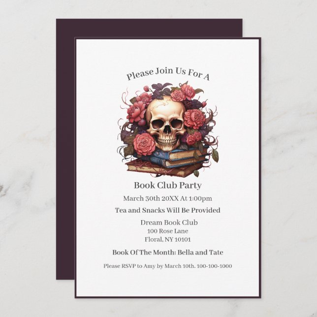 Invitación Dark Romance Lover, Book Club (Anverso / Reverso)