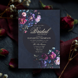 Invitación Dark Romantic Moody Florals Jewel Bridal Shower