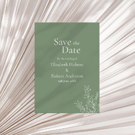 Invitación Dark Sage Green Botanical Save the Date
