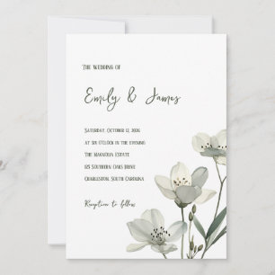 Invitación Dark Sage Green Botanical Wedding