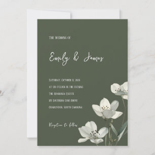 Invitación Dark Sage Green Botanical Wedding