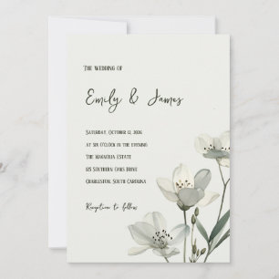 Invitación Dark Sage Green Botanical Wedding