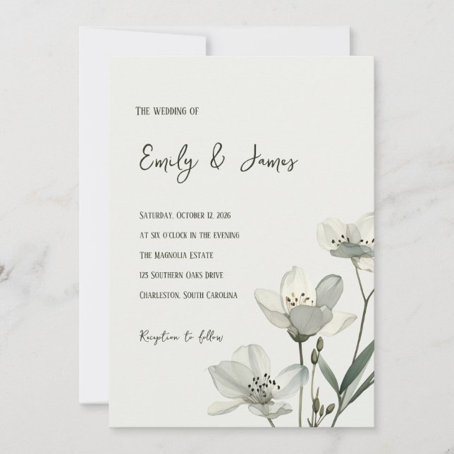 Invitación Dark Sage Green Botanical Wedding (Anverso)