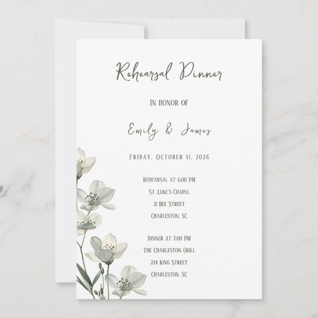 Invitación Dark Sage Green Botanical Wedding (Anverso)
