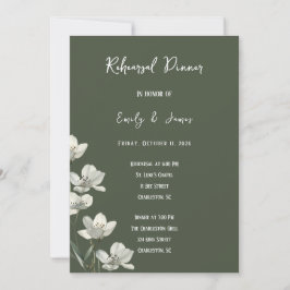 Invitación Dark Sage Green Botanical Wedding