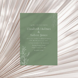 Invitación Dark Sage Green Botanical Wedding Invitation