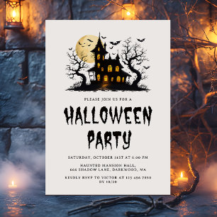 Invitación Dark Spooky Haunted House Adults Halloween Party