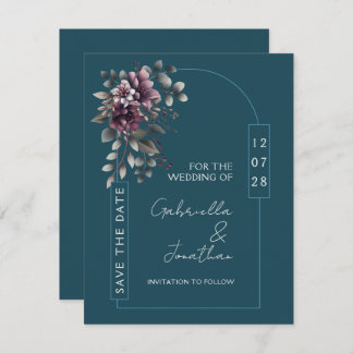 Invitación Dark Teal, Dusty Purple Arch Save the Date |