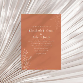 Invitación Dark Terracotta Botanical Wedding Invitation