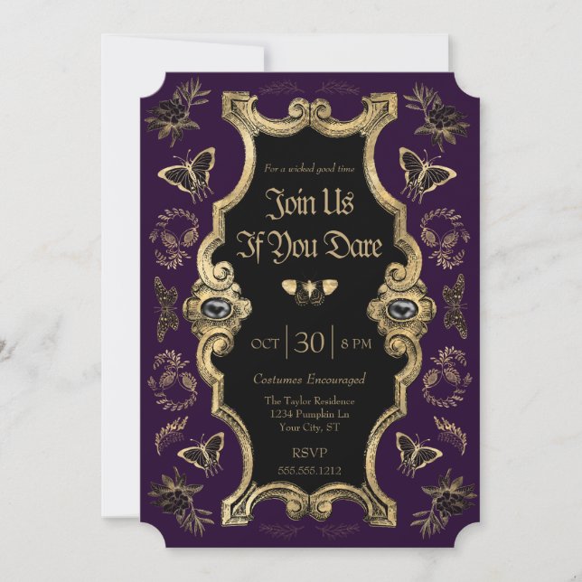 Invitación Dark Victorian Gótico Adulto Halloween Party (Anverso)