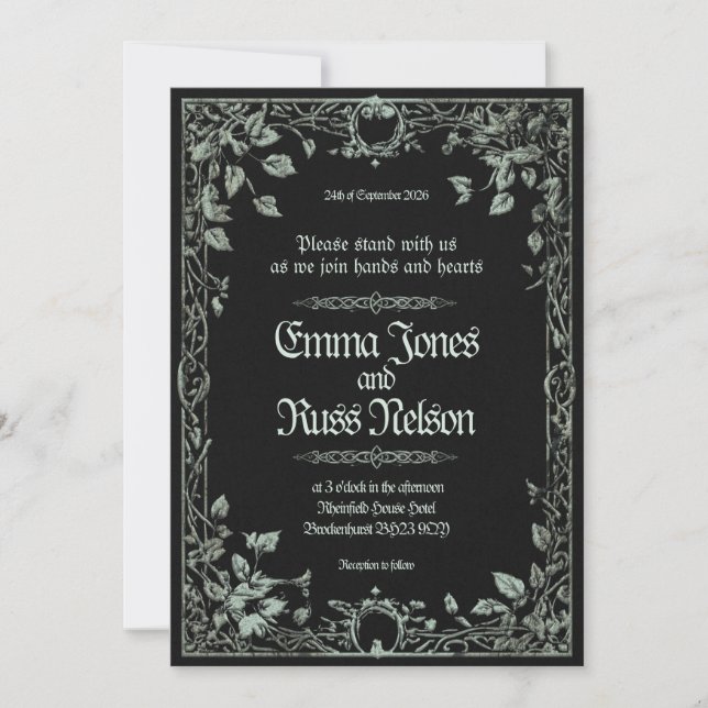 Invitación Dark Viking Norse Wedding Invitation (Anverso)