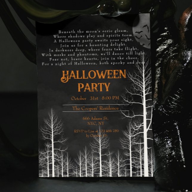 Invitación Dark Woods Poem Halloween Party (Subido por el creador)