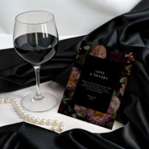 Invitación Dark y Moody Floral Negra Gótica Gracias