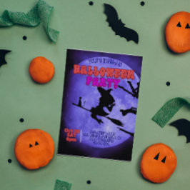 Invitación Darknight Halloween fiesta con un lindo gato con